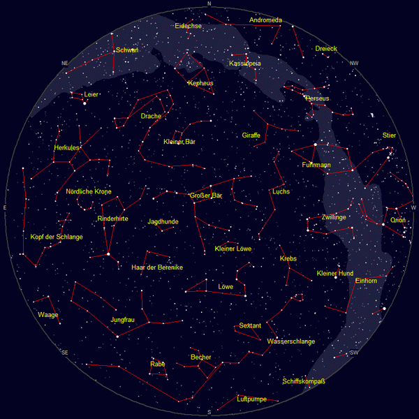 Sternkarte und Himmelsansicht April