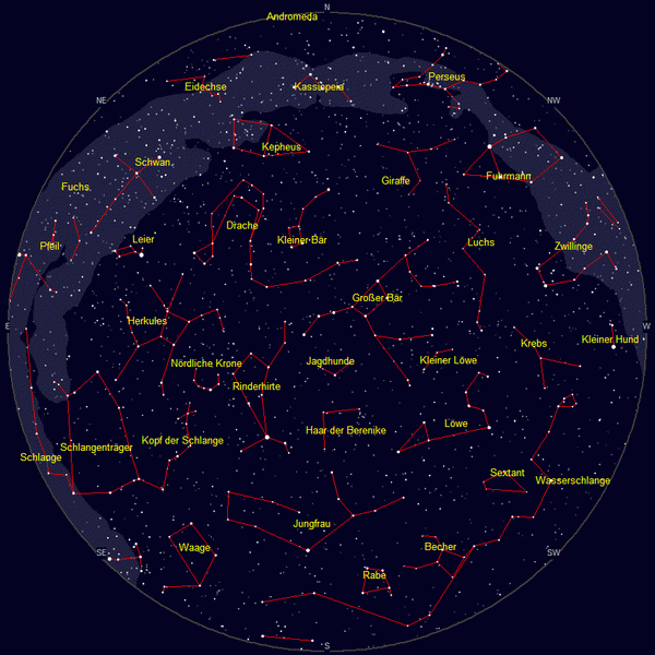 Sternkarte und Himmelsansicht Mai