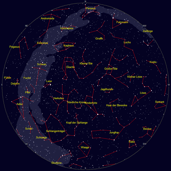 Sternkarte und Himmelsansicht Juni