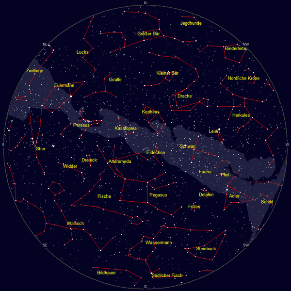 Sternkarte und Himmelsansicht Oktober