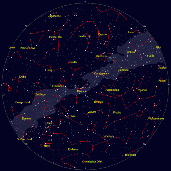 Sternkarte und Himmelsansicht Dezember