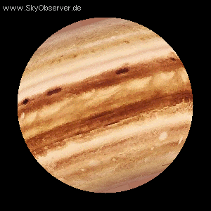 Jupiteransicht wie im parallaktisch montierten Teleskop